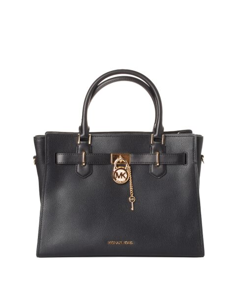 Schwarze Lederhandtasche - 34x14x26 cm