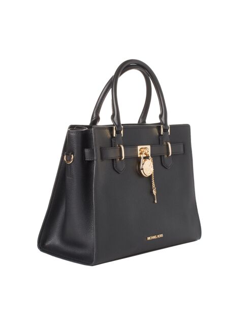 Schwarze Lederhandtasche - 34x14x26 cm