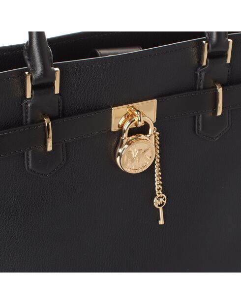 Schwarze Lederhandtasche - 34x14x26 cm