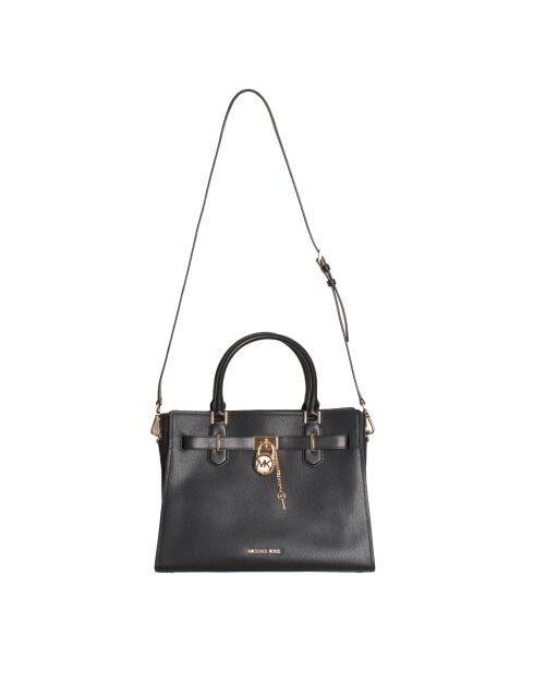 Schwarze Lederhandtasche - 34x14x26 cm