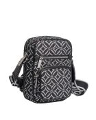 Bandolera mediana Jet Set negra y plateada - 14x19x5 cm