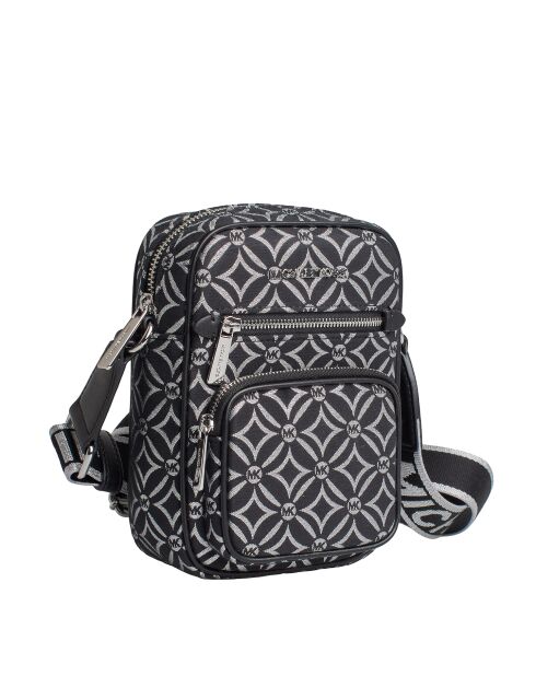 Bandolera mediana Jet Set negra y plateada - 14x19x5 cm