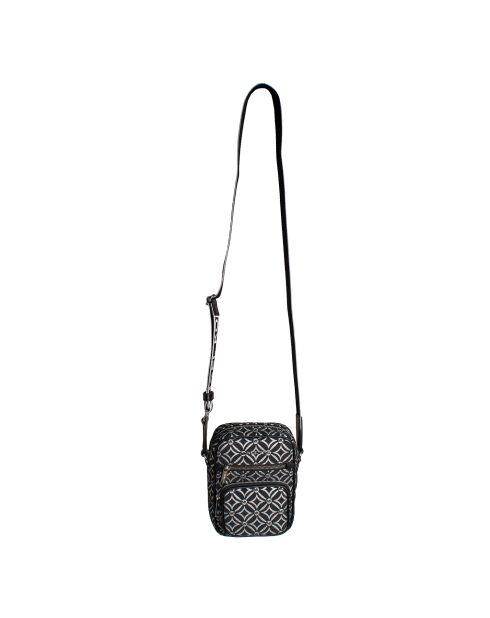 Bandolera mediana Jet Set negra y plateada - 14x19x5 cm