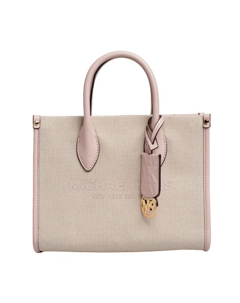 Bolso modelo pequeño Mirella Signature Logo rosa beige - 24x19x9,5 cm