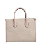 Kleine Modellhandtasche Mirella Signature Logo rosa-beige - 24x19x9,5 cm