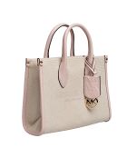 Kleine Modellhandtasche Mirella Signature Logo rosa-beige - 24x19x9,5 cm
