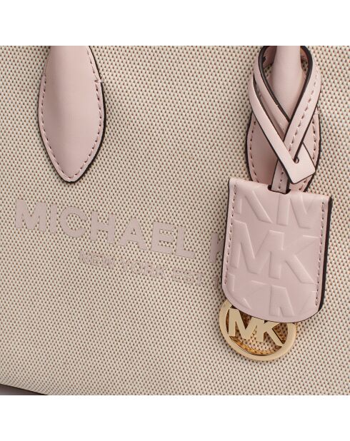 Bolso modelo pequeño Mirella Signature Logo rosa beige - 24x19x9,5 cm