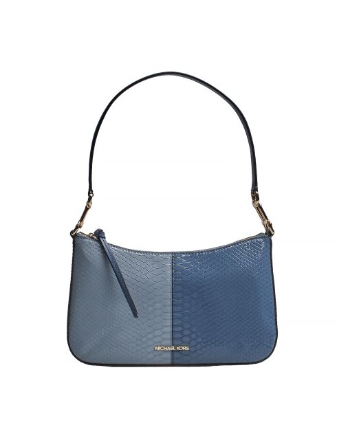 Blaue Schultertasche mit Schlangenledereffekt - 28x17x7 cm