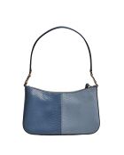 Blaue Schultertasche mit Schlangenledereffekt - 28x17x7 cm