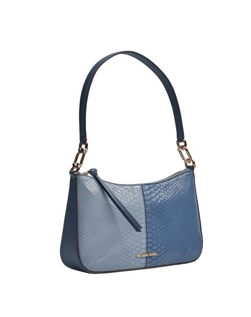 Blaue Schultertasche mit Schlangenledereffekt - 28x17x7 cm