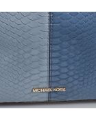 Blaue Schultertasche mit Schlangenledereffekt - 28x17x7 cm