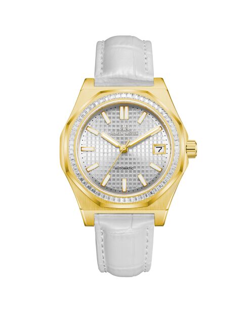 Fortress Queen goud/wit automatisch leren horloge
