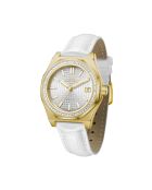 Fortress Queen goud/wit automatisch leren horloge