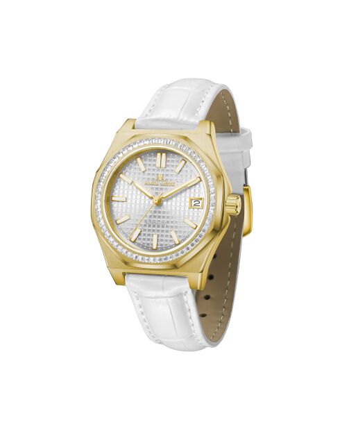 Fortress Queen goud/wit automatisch leren horloge