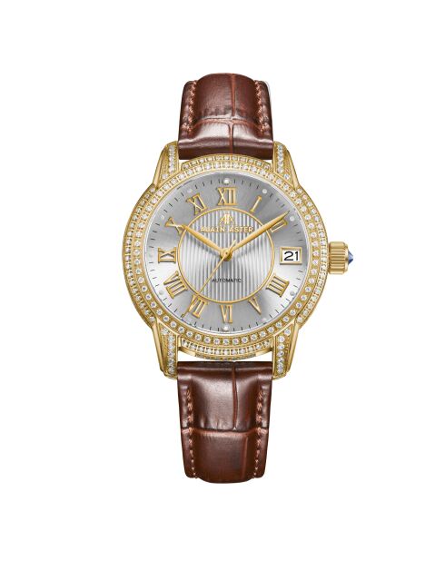 Montre automatique en cuir L'Impératrice doré/brun