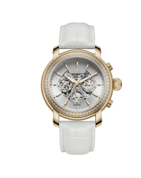 Goud/wit prinsessenleren automatisch horloge