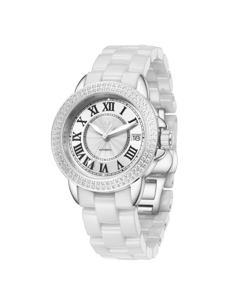 Subliem zilver/wit keramisch automatisch horloge