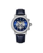 Montre automatique en cuir princesse argenté/bleu