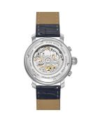 Montre automatique en cuir princesse argenté/bleu