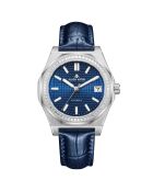 Fortress queen zilver/blauw automatisch leren horloge