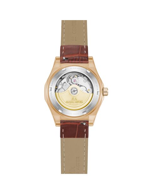 Montre automatique en cuir fortress queen doré/brun