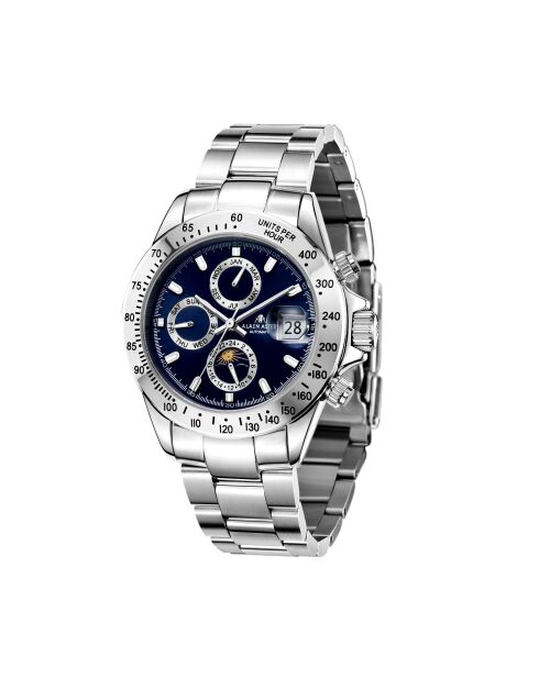 Montre automatique en acier inoxydable Commandant argenté/noir
