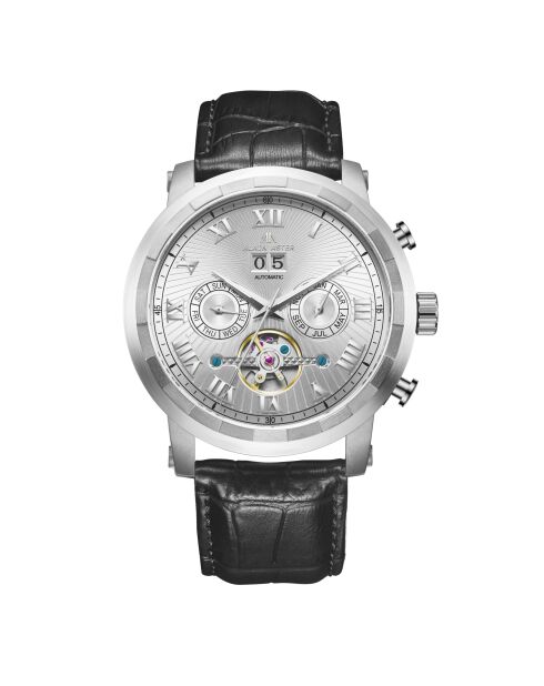 Zilver/zwart automatisch horloge van cycloonleer