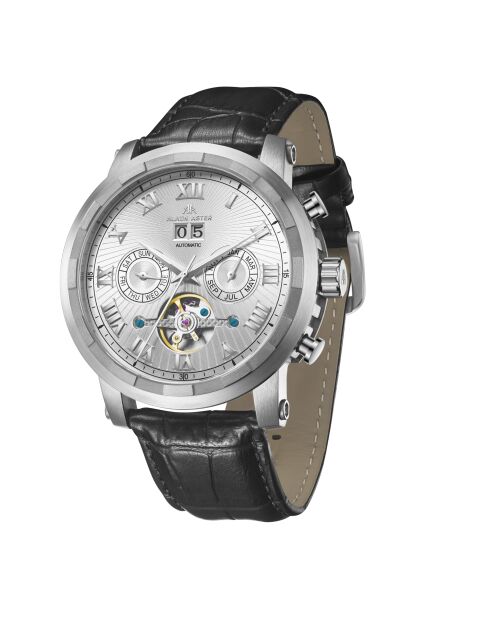 Zilver/zwart automatisch horloge van cycloonleer