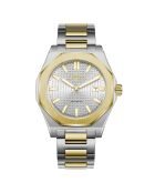 Montre automatique en acier inoxydable Fortress King argenté/dorée