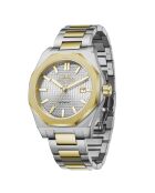 Montre automatique en acier inoxydable Fortress King argenté/dorée