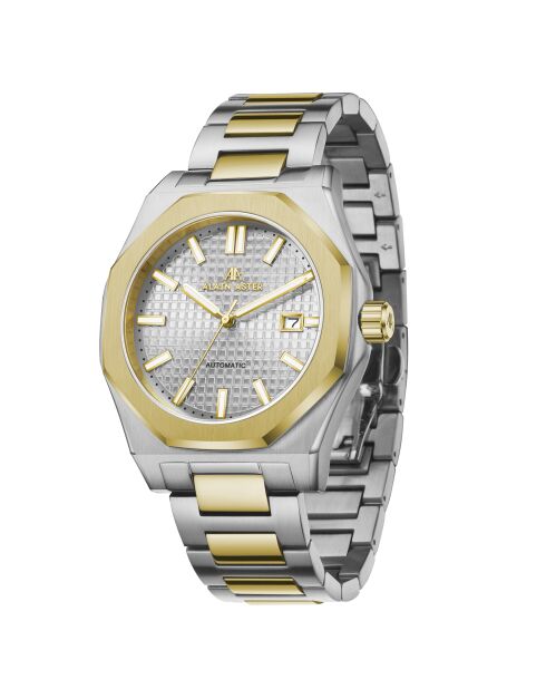 Montre automatique en acier inoxydable Fortress King argenté/dorée
