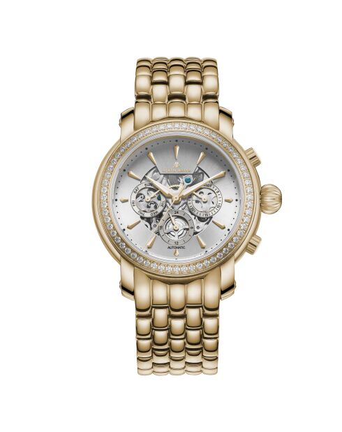 Montre automatique en acier inoxydable Princesse doré/rouge