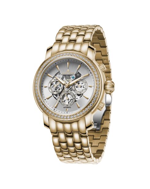 Montre automatique en acier inoxydable Princesse doré/rouge