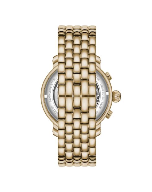 Montre automatique en acier inoxydable Princesse doré/rouge