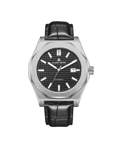 Fortress King zilver/zwart automatisch leren horloge