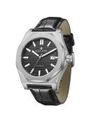 Fortress King zilver/zwart automatisch leren horloge
