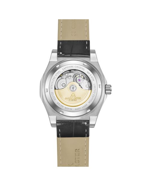 Fortress King zilver/zwart automatisch leren horloge