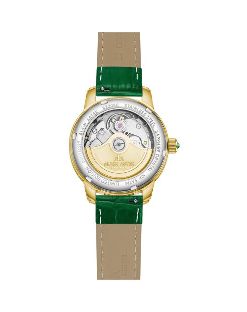 Montre automatique en cuir l'impératrice doré/vert