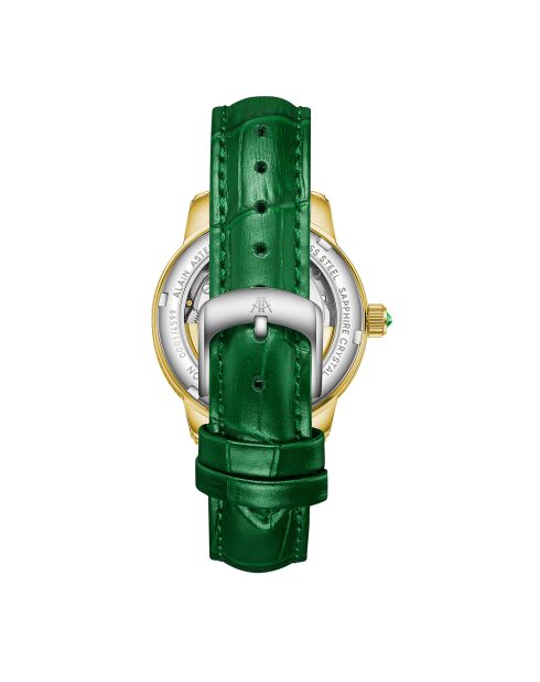 Montre automatique en cuir l'impératrice doré/vert