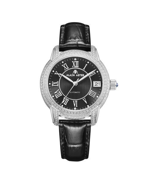 The Empress Automatikuhr aus Leder in Silber/Schwarz