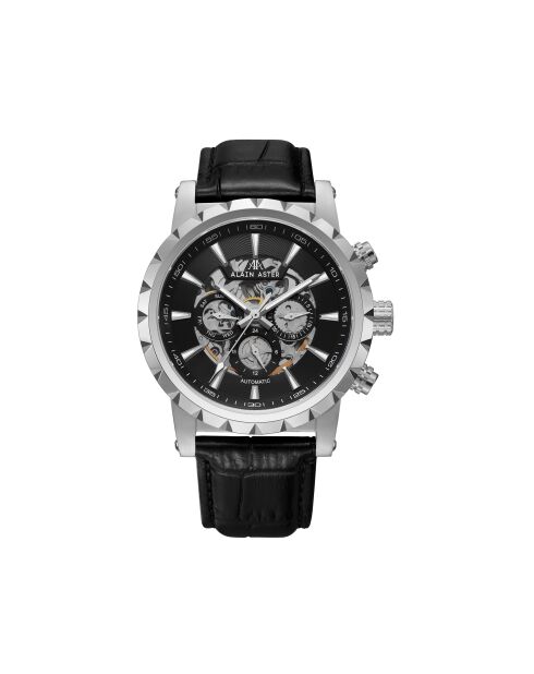 Montre automatique en cuir cosmic argenté/noir