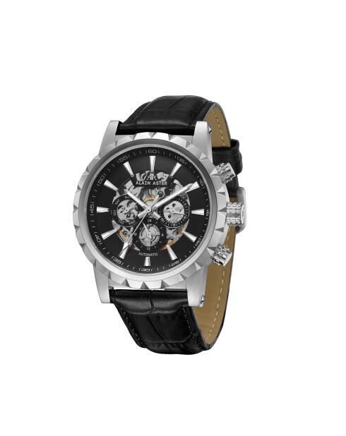 Montre automatique en cuir cosmic argenté/noir