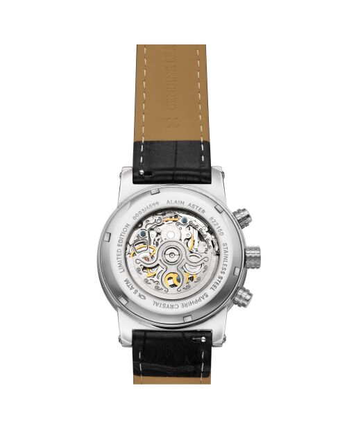 Montre automatique en cuir cosmic argenté/noir