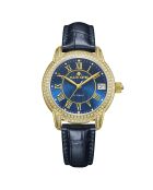 Montre automatique en cuir l'impératrice doré/bleu