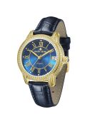 Montre automatique en cuir l'impératrice doré/bleu