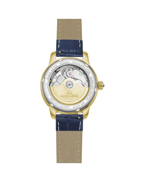 Montre automatique en cuir l'impératrice doré/bleu