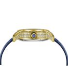 Montre automatique en cuir l'impératrice doré/bleu