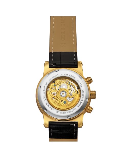 Montre automatique en cuir cosmic doré/noir
