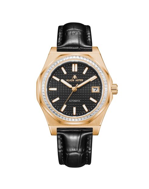 Fortress queen goud/zwart automatisch leren horloge