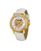 Orologio automatico in pelle principessa dorato/bianco